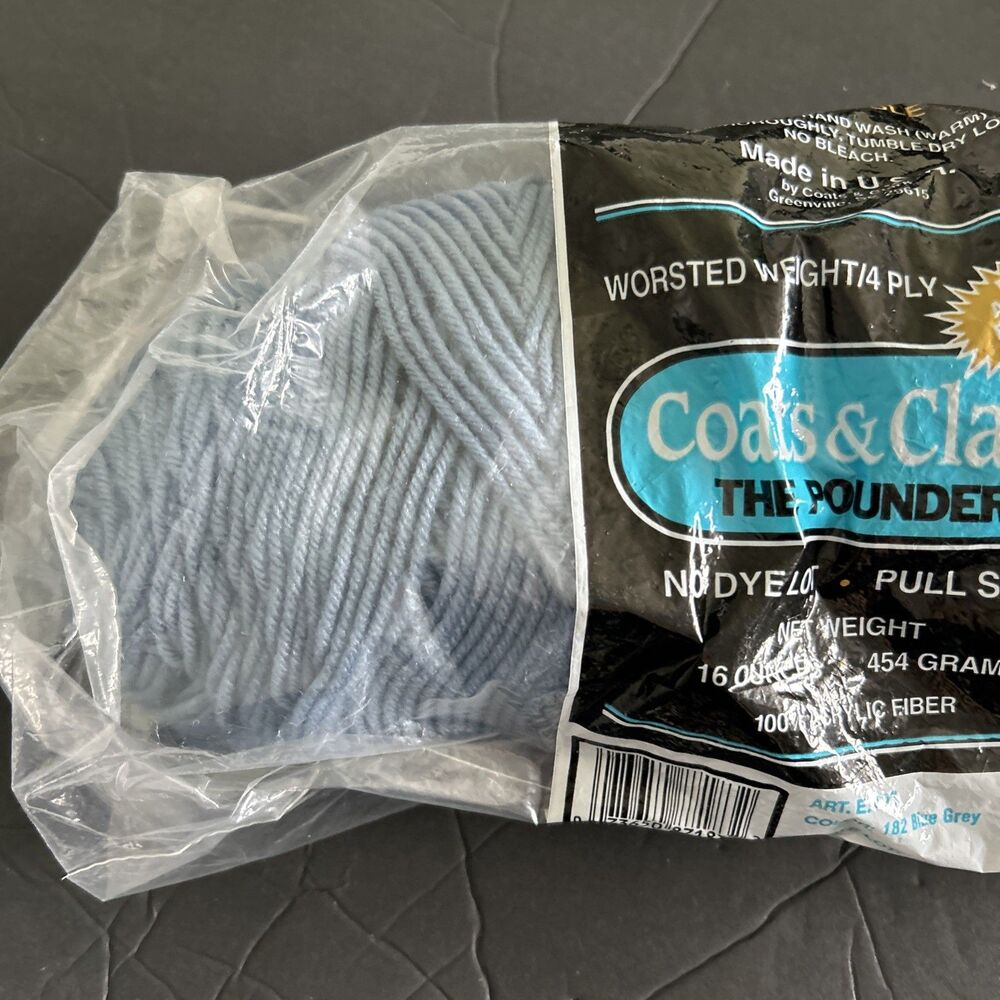 Coats & Clark The Pounder 10 Oz Yarn Skein 182 Blue Gray New